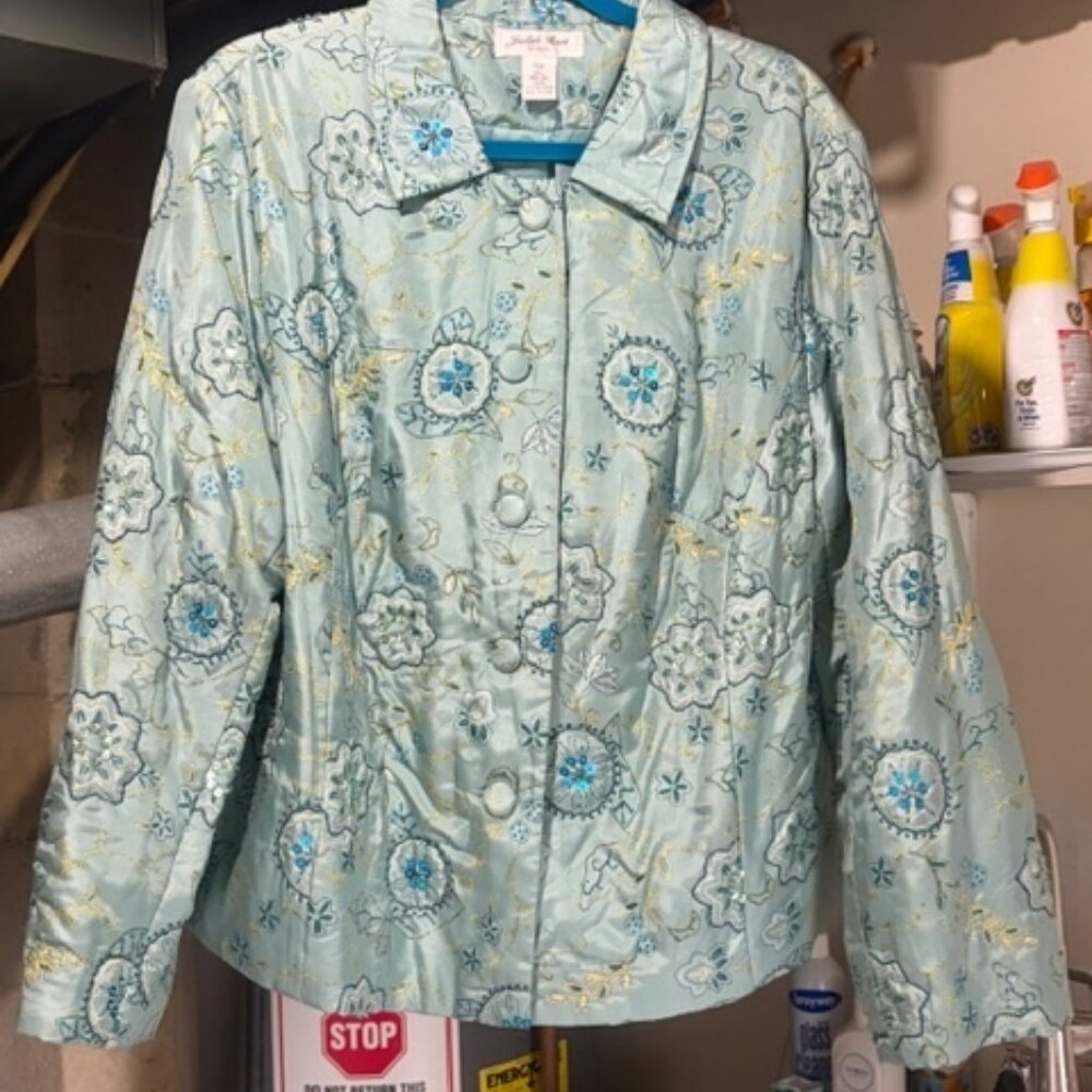 JUDITH HART Women's Light Blue Dressy Jacket Size 16W w/Silk Lining
